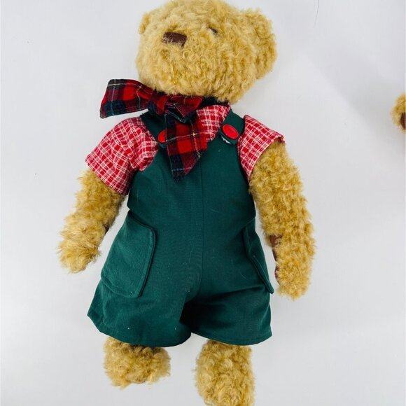 GUND Jointed Teddy Bear for Land's End Green Overalls Vintage - Picture 2 of 7